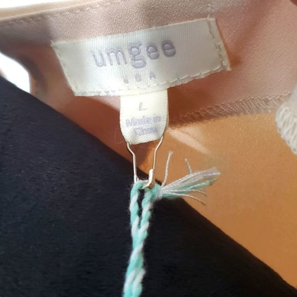 NWT! UMGEE Tan and Cream Sheer Panel High-Low Mini Dress Tunic (D349) - Picture 4 of 5